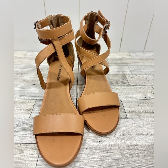 Lucky brand ressia healed sandals leather upper size 9.5 M - Picture 4 of 10